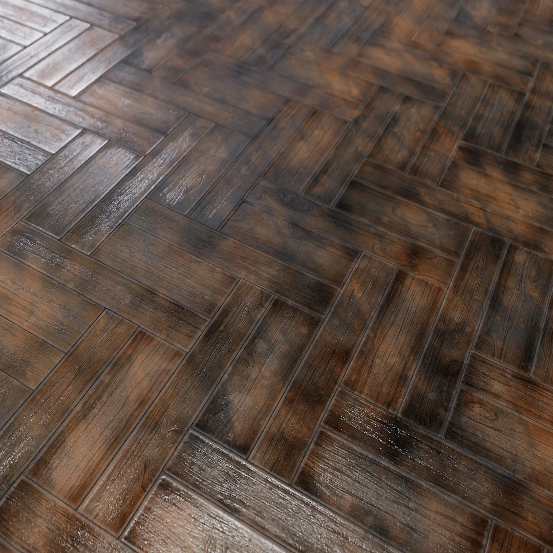 Distressed Dark Oak Herringbone Parquet Texture