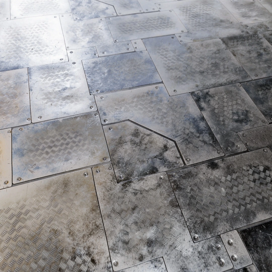 Futuristic Damaged Metal Floor Texture