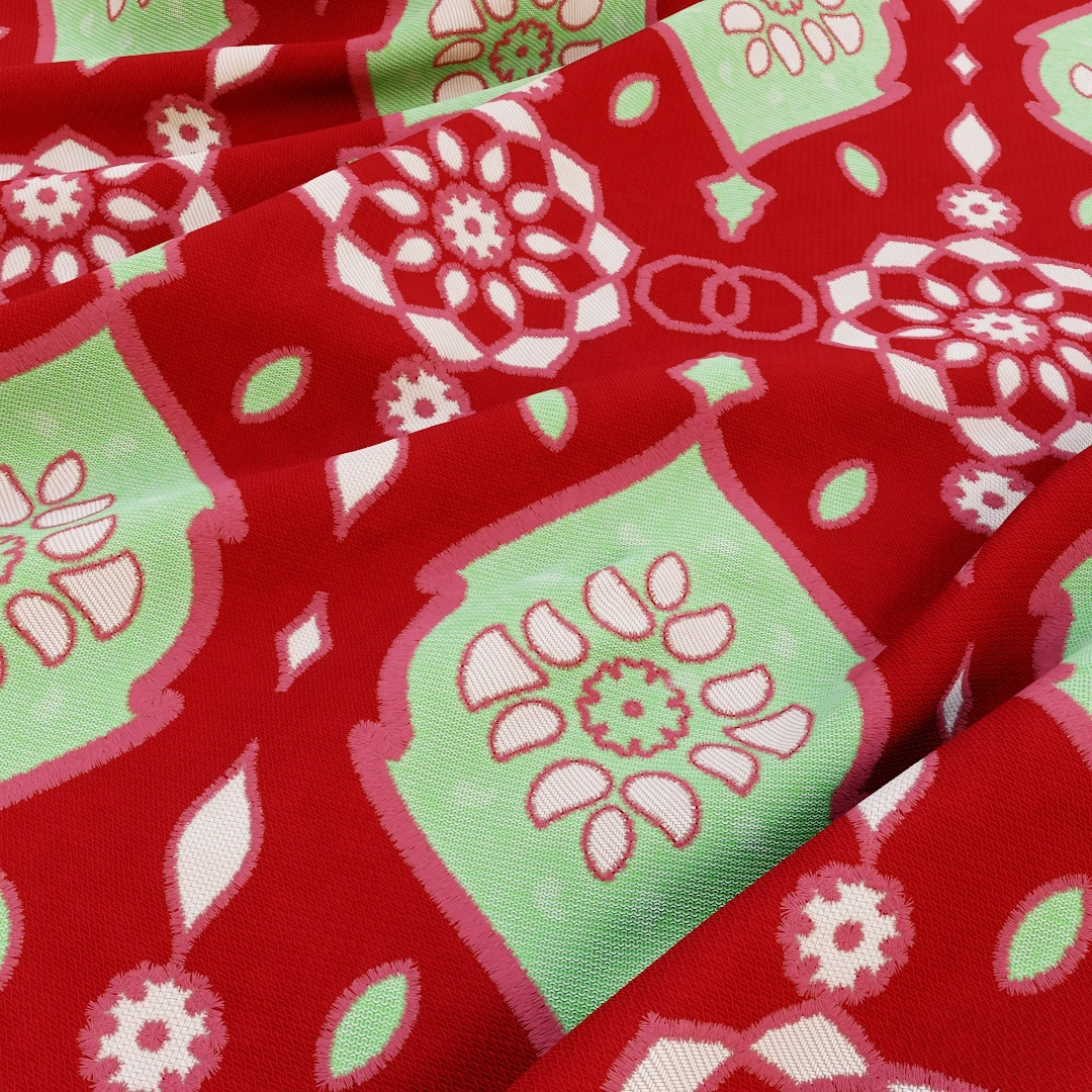 Red Geometric Floral Fabric Texture